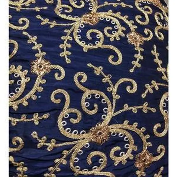 Beautiful Shantung fabric, gold embroidered fabric sold by the yard