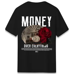 Money Over Everything Graphic T-Shirt, Bold Design Print Crew Neck Tee, Casual Top for Street Style & Lifestyle Fans