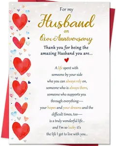Romantic Anniversary Card for Husband, Funny Anniversary Card Gifts from Wife, Sweet Wedding Day Gifts for Husband
