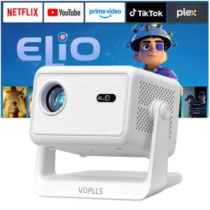 【Officially-Licensed APP & 1800 ANSI】Smart Mini Projector with WiFi and Bluetooth 4K Support, VOPLLS Auto Focus/ Keystone Outdoor Portable Movie Phone Video Proyector for Bedroom/Home/Wall/Ceilling