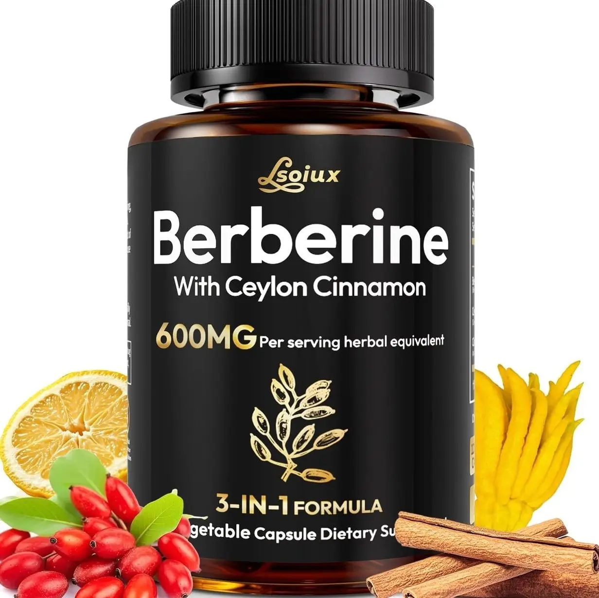 Berberine Supplement with Ceylon Cinnamon, Metabolic Support Formula for Daily Balance, Liposomal Berberine for GLP-1 Lifestyle Support, 600mg, Vegan, Non-GMO, 120 Capsules