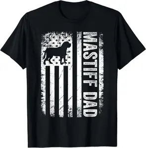 Mastiff Dad American Us Flag English Mastiff Dog T-Shirt