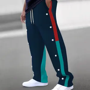 Color-Block Snap-Side Track Pants, Retro Sporty Silhouette Perfect For Daily Errands And Casual Hangouts, Blending Varsity Vibes And All-Day Comfort