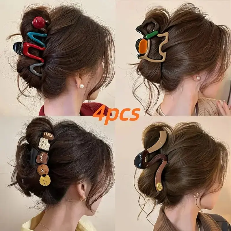 SHIREEN Elegant Wavy Hair Claw Clip Set (4 PCS)