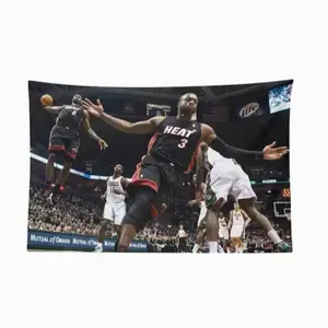 LeBron James & Dwyane Wade 2010 Iconic Moment Wall Flag - Celebrate Sports History with Teamwork Excellence and Collaboration Tribute Decor Tapestry Bedroom Dorm Wall AthleteFlags Athlete Flags summerwins