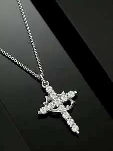 Paired with a Cross Charm Necklace that can be moved by the crown, the gold rose gold silver necklace is suitable for daily wear, vacation dates, and other occasions. It is also a surprising and exquisite small gift