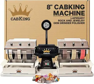 CabKing 8" Cabbing Machine Lapidary Equipment - Gem Stone Grinder, Jewelry Stone Polisher - Includes Diamond Wheels, LED Lamp, Water System & Accessories - 8" Jewelry Polishing Machine