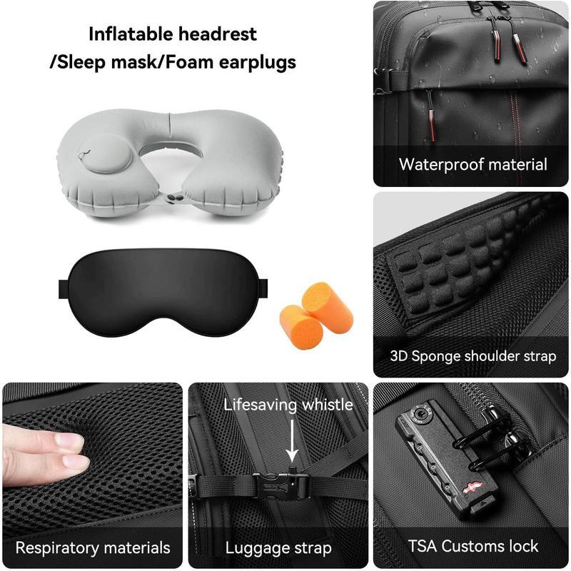 Kabaqoo Airback Vacuum Seal Compression Travel Backpack 60L Expandable Vacpack Water Resistant TSA Lock Airbag Black (Electric AirPump included)  travel accessories travel essentials Outdoorfun