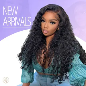 Water Wave 13x6 HD Transparent Lace Front Wigs Human Hair 180 Density Wet and Wavy Human Hair Wigs for Women Curly Lace Front Wig Human Hair Fashion Pre Plucked with Baby Hair Natural Color