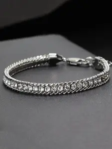 Fashion Stainless Steel Chain Bracelet Luxury Zirconia Women Mens Armband Braslet Adjustable Jewelry Gifts