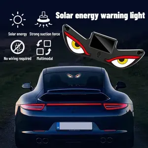 USB Solar Demon Eye Car Atmosphere Light - Smart Motion Sensor Strobe Warning Lamp, USB-Powered Vehicle Anti-Tailgating Safety Signal Light for Night Driving