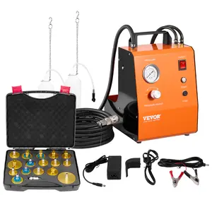 VEVOR Electric Brake Bleeder Kit, Professional 110V Brake Master Cylinder Bleeder Kit with Pressure Gauge & Built-In Air Pump, Versatile Brake Bleeder Adapter Set for Both DC & AC Power