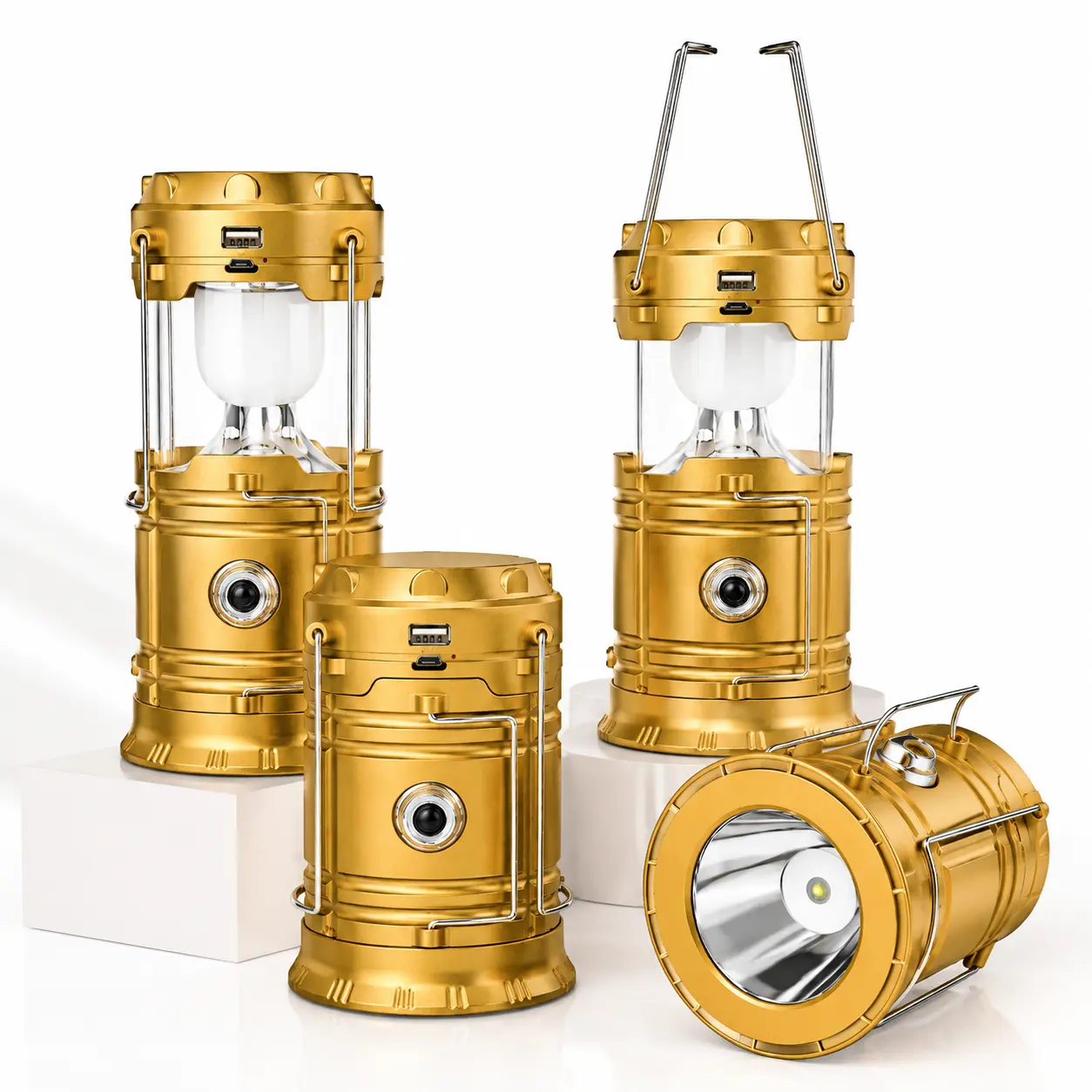 Solar Camping Lantern - Rechargeable LED Lights, Magnetic Base & Foldable Hanging Hook- Collapsible Lamp Battery Powered Perfect for Power Outages, Hiking, Emergencies Adjustable Flashlight Adjustable Tactical Flashlight gifts gift set.