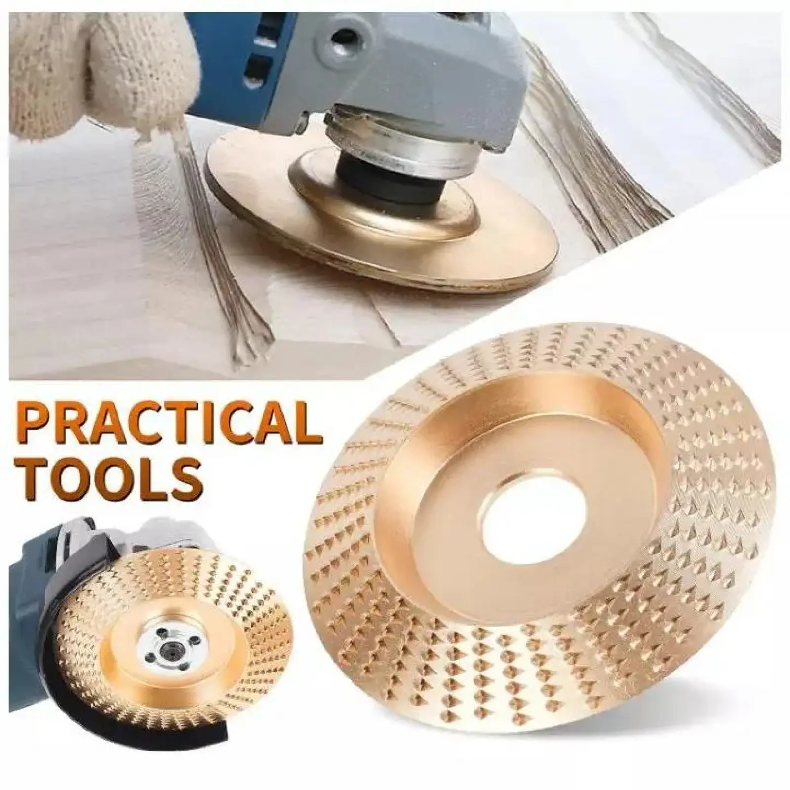 Pomsare 3PCS Angle Grinder Polishing Pad, Wood Carving Disc Set for 4 1/2 Inch Angle Grinder, Heavy Duty Wood Sanding Disk Grinding Wheel, Stump Grinder Attach