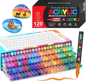 MirelaArt Acrylic Paint Markers, Soft Brush Tip Pens and Markers, Acrylic Paint Pens for Wood, Stone, Canvas, Glass, Fabric, Egg, Rock Painting and DIY Crafts Art Supplies