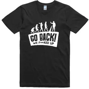 Mens Funny T Shirt Evolution Go Back Design Regular Fit 100% Cotton Tee