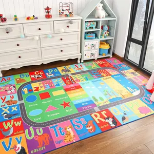 YJ.GWL Children's Playmat Carpet ABC Educational Learning Area Carpet Suitable for Children's Playroom Classroom, 3'x5', 4'x6', 5'x7', Multicolor