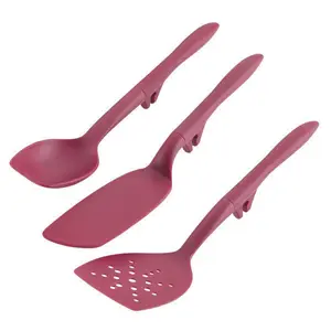 3-Piece Nonstick Nylon Kitchen Utensils Set - Lazy Spoon and Turner, Anti-Stick Cooking Spoons