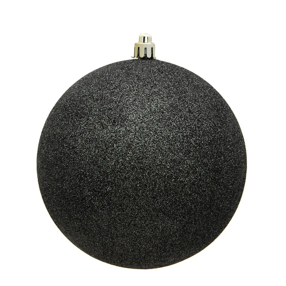 Vickerman 4 in. Gunmetal Glitter Round Plastic Christmas Tree Decorative Balls - 6 Pieces per Bag, Sparkly Christmas Decor, Modern Home Supplies Festive Ornaments