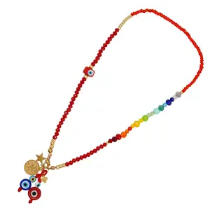 Summer Trend "Ins-Style" Necklace: Evil Eye, Red Seed Beads, and Crystal Glass Bead Necklace