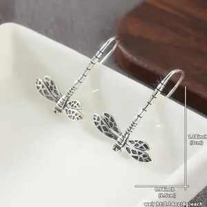 Elegant Retro Dragonfly Drop Earrings for Women, Fashionable Copper Insect Dangle Jewelry, Ideal Wedding Gift for Her