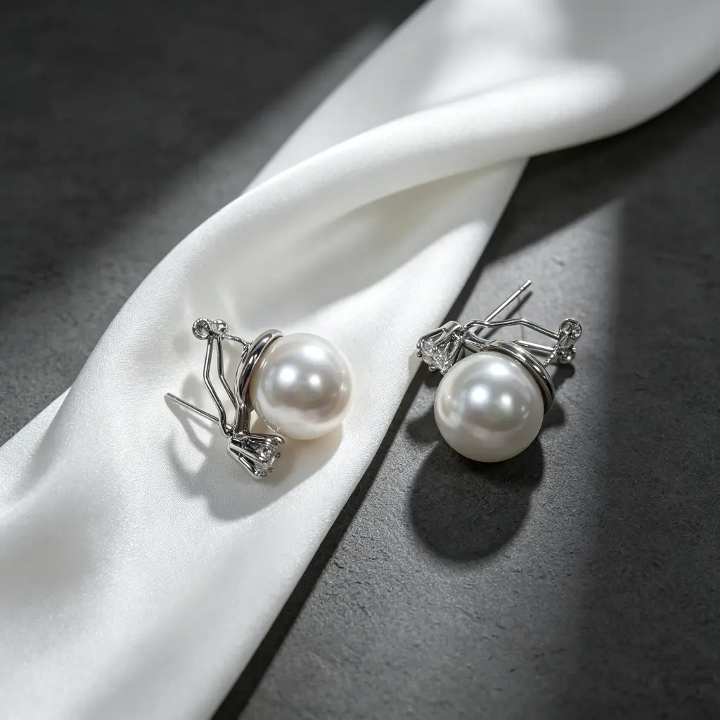 EJG 6mm Faux Pearl Stud Earrings for Female - Encrusted with AAA Zircon, Old Money Aesthetic, Hypoallergenic Affordable Fashion Jewelry for Daily Wear & Date Night Gift