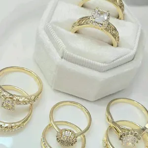 Gold Plated Wedding Band with Cubic Zirconia – Elegant Design