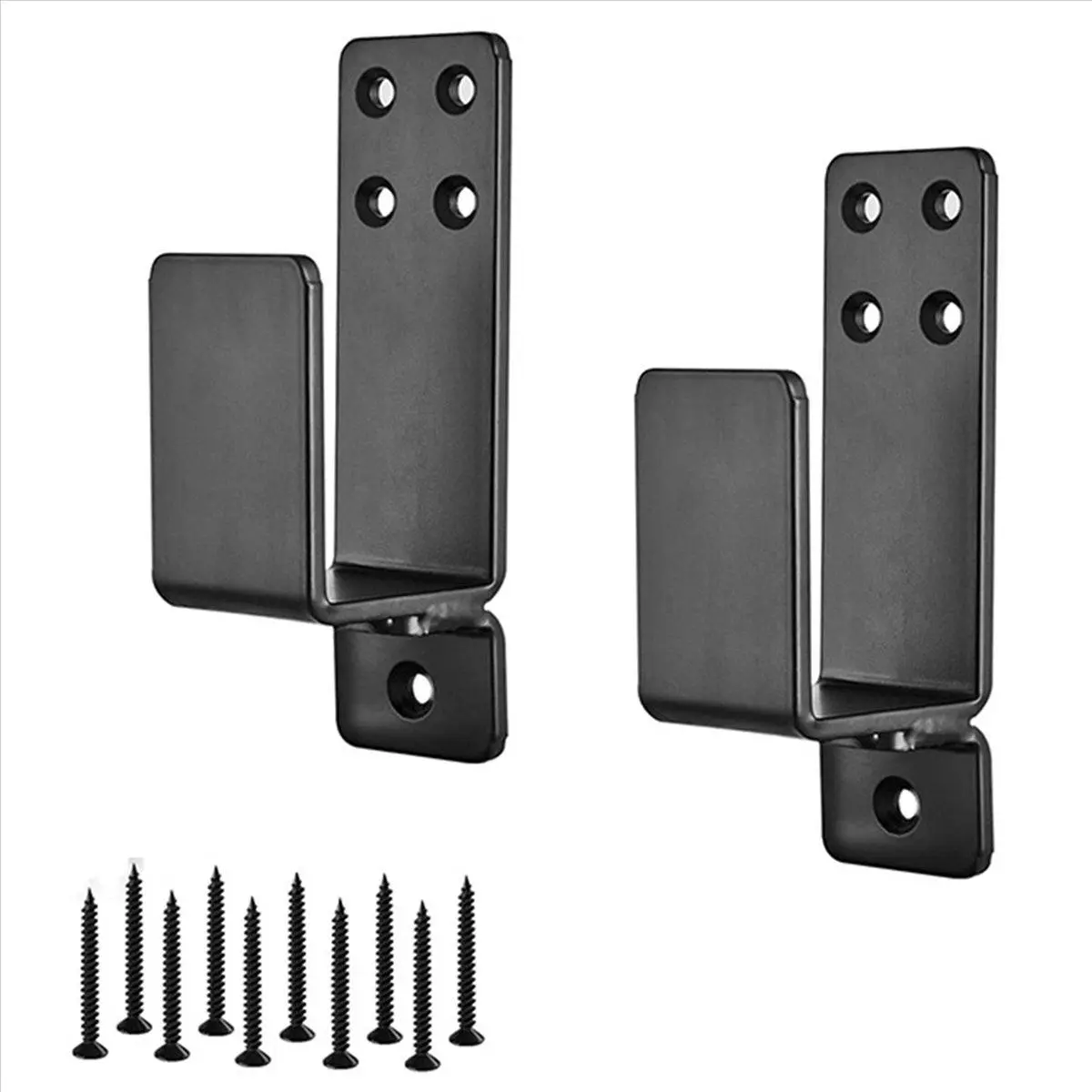 Heavy Duty 2X4 Door Barricade Brackets, Rust Resistant Upgraded Door Bar Holders for Home Security, Drill Install Compatible with 2X4 Lumber, Black
