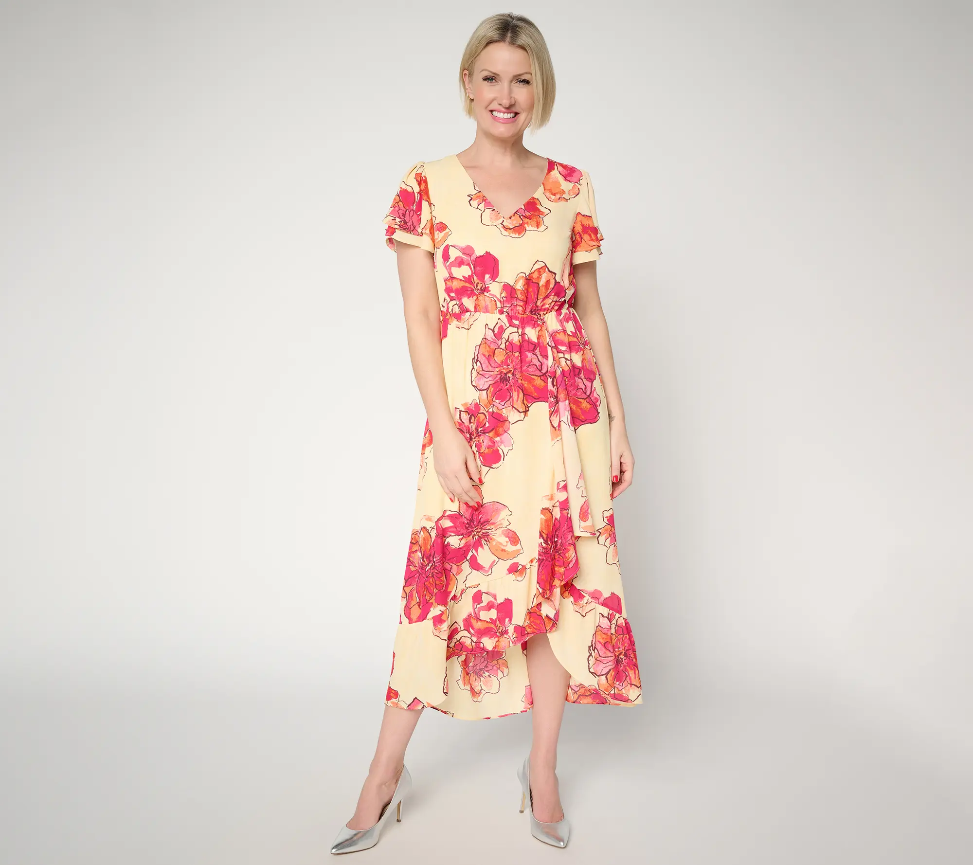 BEAUTIFUL by Lawrnece Zarian Petite Flutter Sleeve Dress
