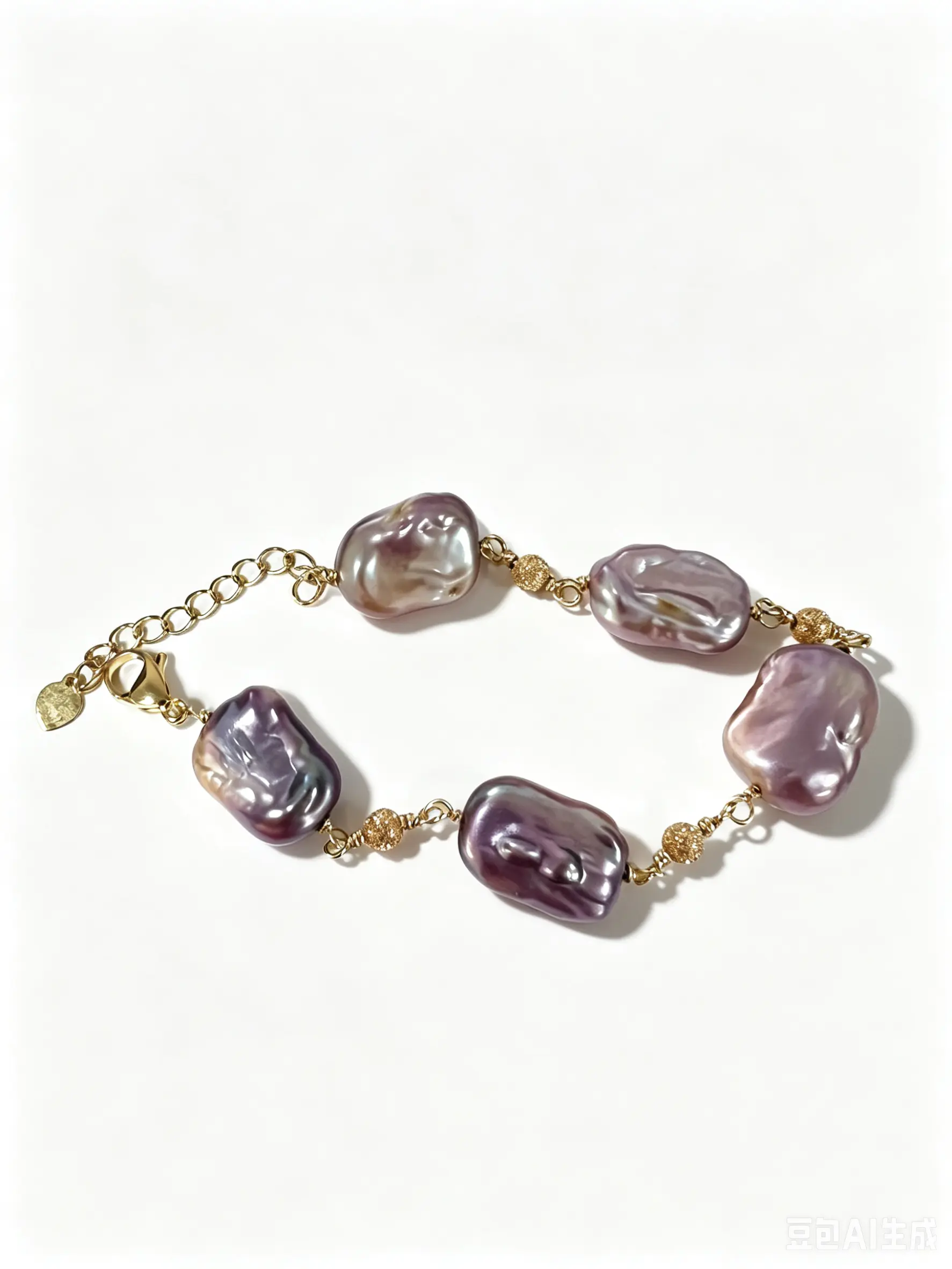 18K gold plated ，Natural Block Baroque Pearl Bracelet ， Natural Colored Pearls