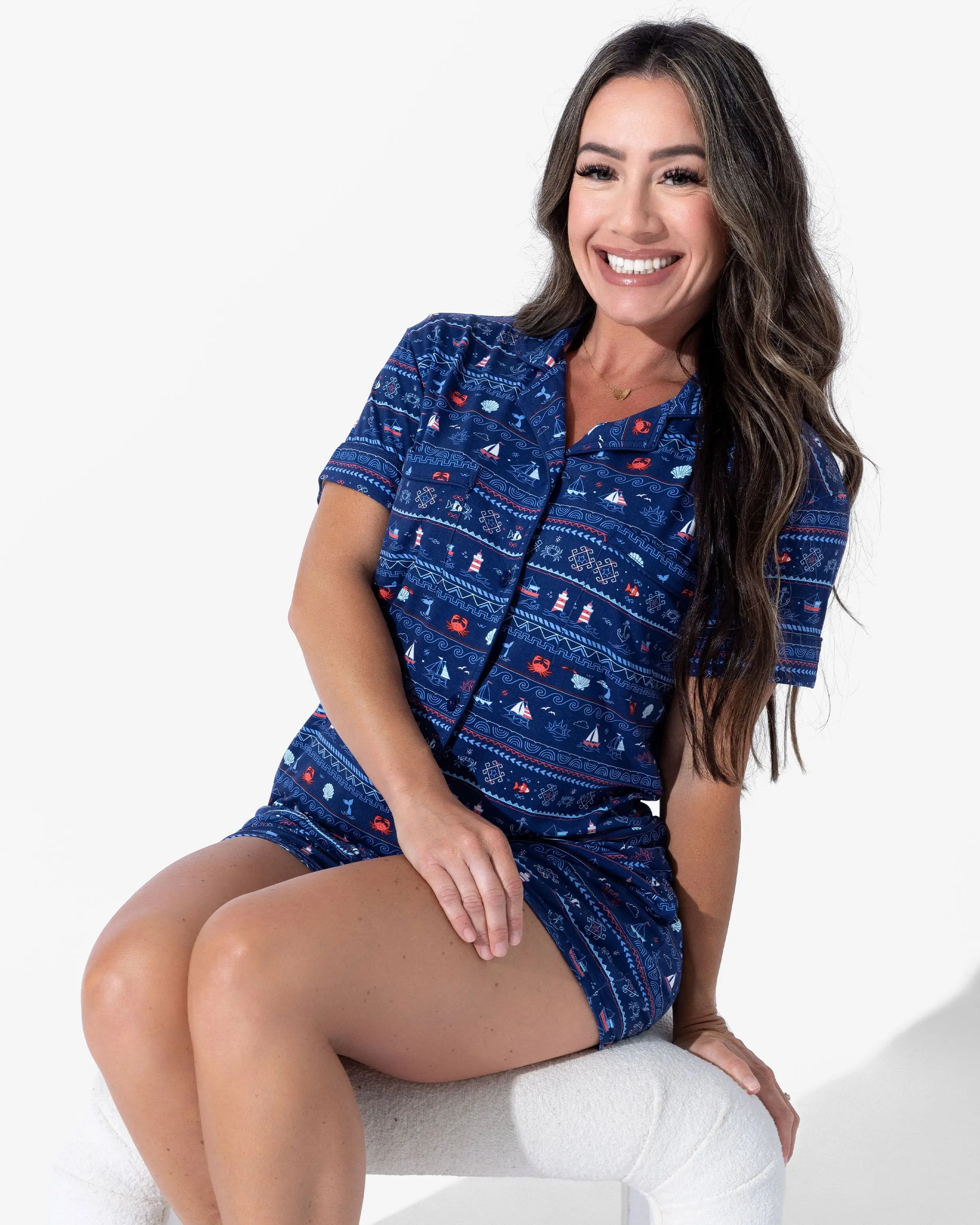 Sail Away Fair Isle Bamboo Women's Pajama Shorts Set