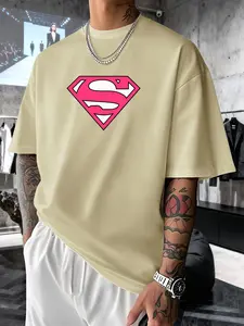 Superman S Classic Logo Men's Fashion Short Sleeve Round Neck Casual Summer T-Shirt, Suitable for Daily Wear