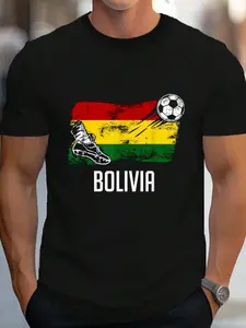 100% Cotton Bolivia Flag Jersey Bolivian Soccer Team Bolivian T-Shirt Women's Men's Graphic Tee Crew Neck summer vacation Tops