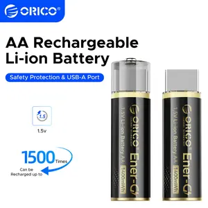 ORICO Ener-G Lithium ion Battery Rechargeable AA Batteries 1400mWh USB-A Direct Charging 1.5H Fast Full-Charged 1500 Cycles for Mouse Keyboards RC Remotes Flashlights-EG5A