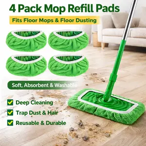 Reusable Swiffer Sweeper Pads – 4 Pack Washable Microfiber Mop Pads for Wet & Dry Floor Cleaning, Eco-Friendly Alternative to Disposable Cloths, for Hardwood Laminate Tile (Mop Not Included)
