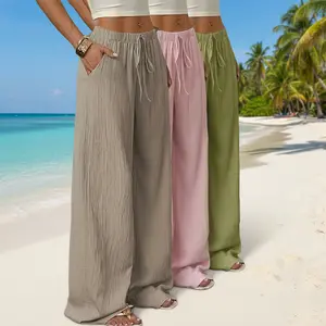 Women's Plus Size Elegant Loose-Fit Wide- Sleep-Pants - Soft Stretch Lazy-Wake Bed Pants Suitable for Home, Travel & Pajamas - Machine Washable Year-Round Comfortable Nightwear (Non-)