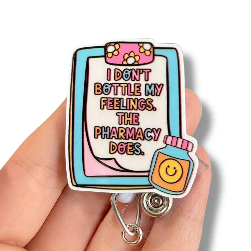Glitter My Badge Funny med badge reel for nurse and hospital workers. Badge clip Badge pull - Retractable swivel clip with a 360 rotation. Great gift for coworkers. Funny badge reels