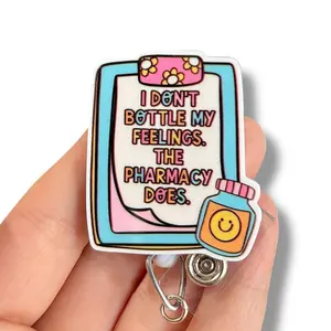 Glitter My Badge Funny med badge reel for nurse and hospital workers. Badge clip Badge pull - Retractable swivel clip with a 360 rotation. Great gift for coworkers. Funny badge reels