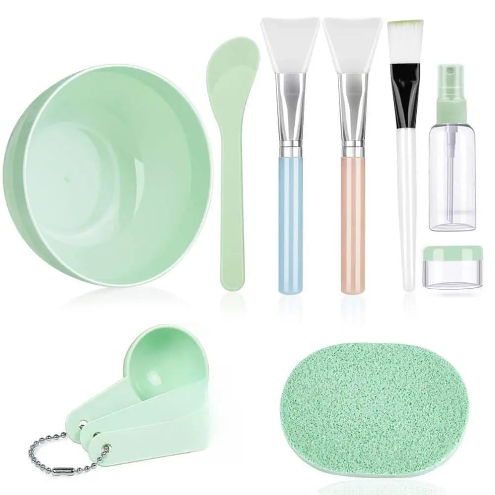 Anezus Face Mask Mixing Bowl Set 11-Piece DIY Tool Kit with PP Bowl Stick Spatula Silicone Brushes Spray Bottle Puff Soaking Bottle Gauges for Skincare and Handiwork - Handy - Comfort, Smooth