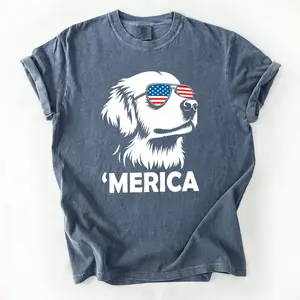 Merica Golden Retriever Shirt, 4th of July Dog Shirt, Golden Retriever Mom Gift, Patriotic Dog Tee, Golden Retriever Lover Shirt, 4th of July Gift, 4th of July Shirt - LORA ATCHER