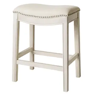 Maven Lane Adrien Backless Saddle Kitchen Counter Stool, White Oak