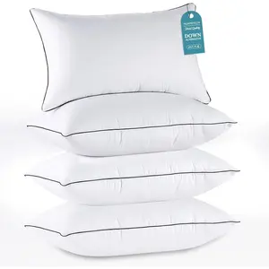 Pillows Standard Size Set of 4, Bed Pillows Set of 4, Down Alternative Luxury Hotel Pillows for Sleeping and for Side and Back Sleepers