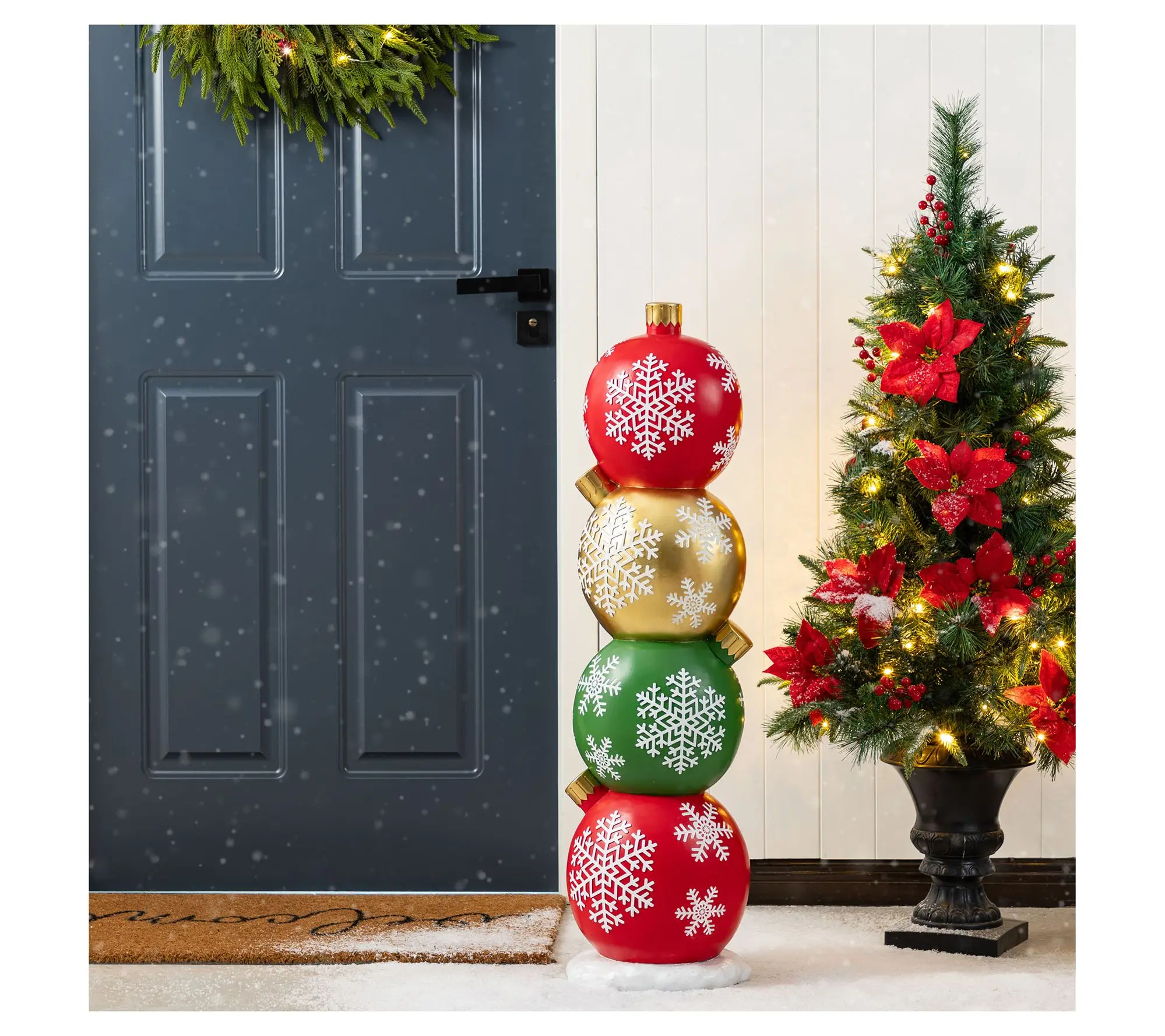Glitzhome 35"H Christmas Resin Stacked OrnamentPorch Decor