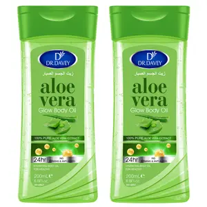 2pcs 200ml Aloe Vera Glow Body Oil Moisturizing Hydrating essential oil for men and women, moisturizing essential oil for all seasons, travel portable for Body, Face, Hand, Lip, Eye,travel Body Care Moisturizer