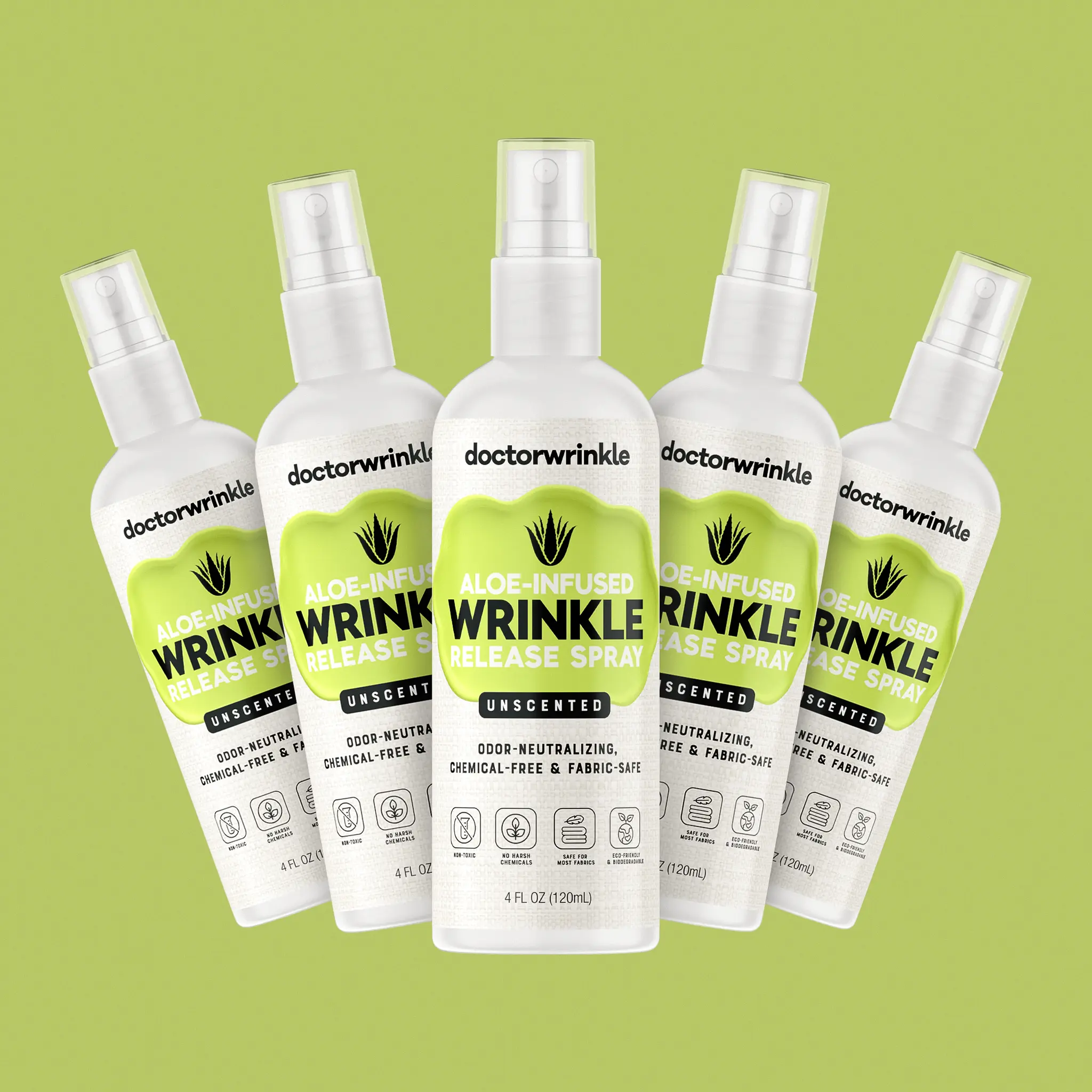 doctorwrinkle (5 PACK) Household  laundry 	 Wrinkle Release Spray  Fabric Spray Clothing Care Spray Laundry Spray Odor Neutralizer Travel Size Wrinkle Spray Fabric Refresher Non-Iron Spray