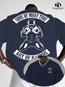 Muay Thai Lover Men's Casual T-Shirt, Muay Thai Pattern, Soft Polyester, Regular Fit, Fashion Round Neck, Spring Summer Outdoor Wear