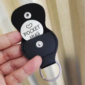 Double-Sided Engraved Keychain Pendant, Heart Keychain, Encouraging Message, Artificial Leather, Unisex Gift, Perfect for Holidays & Daily Use