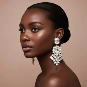 Fearless Clip-On Rhinestone Statement Earrings - Elegant and Sparkling Design for Any Occasion