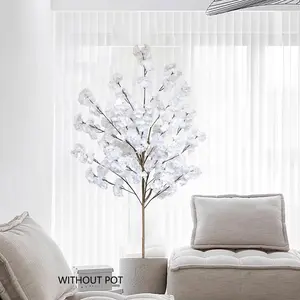 1 Count Artificial Cherry Blossom Tree, High 130-180CM, Plastic Fake Flower Tree Decor, Lifelike Fake Plant, Includes Pot and Moss, Indoor Outdoor Wedding Garden Party Decoration