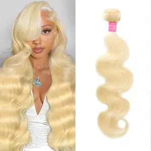 Blonde Bundles Human Hair 613 Body Wave Bundles Human Hair Extensions,100% Real 14A Brazilian Virgin Raw Easy to Dye No Synthetic Blend No Tangle No Shedding